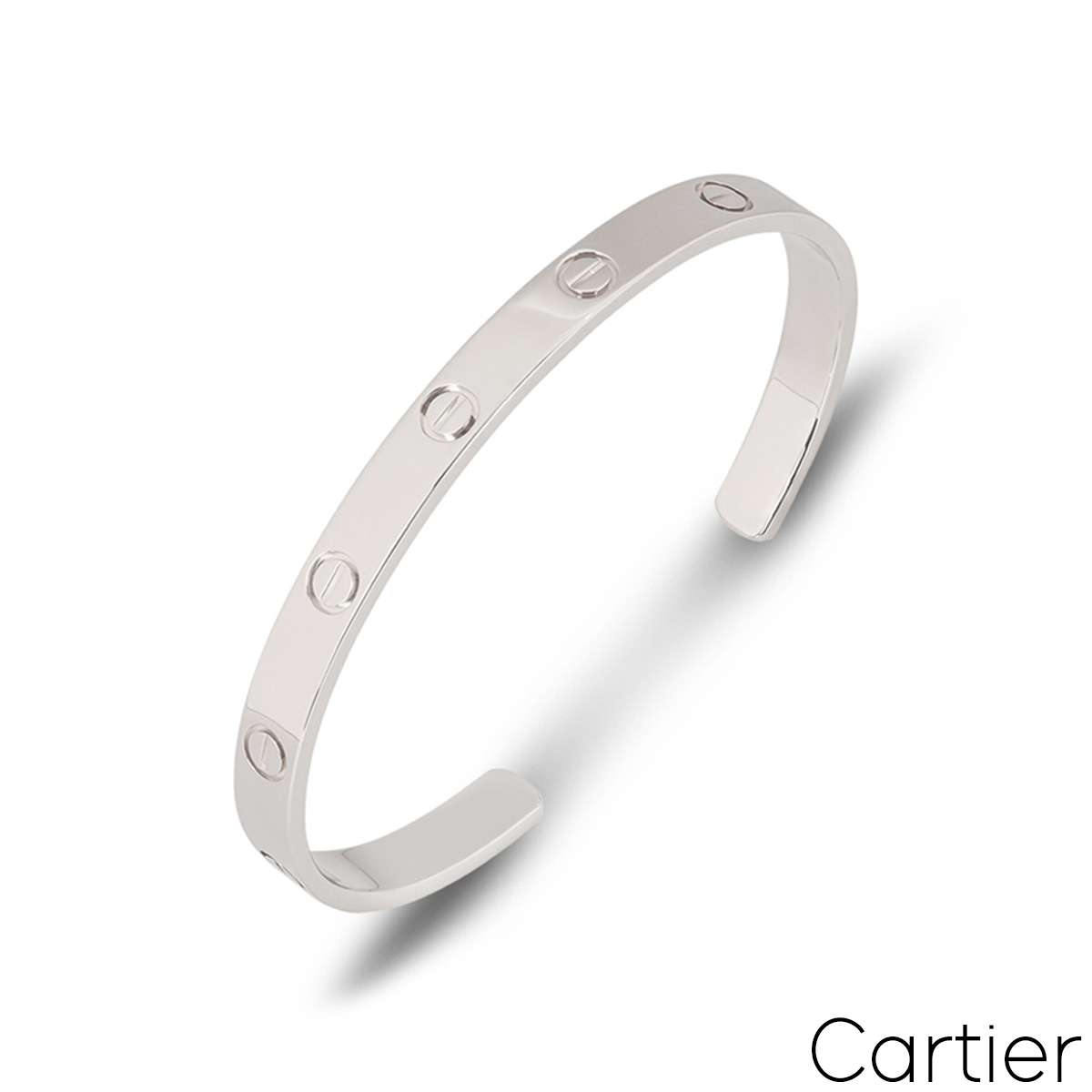 Cartier White Gold Plain Love Cuff Bracelet Size 18 B6032518